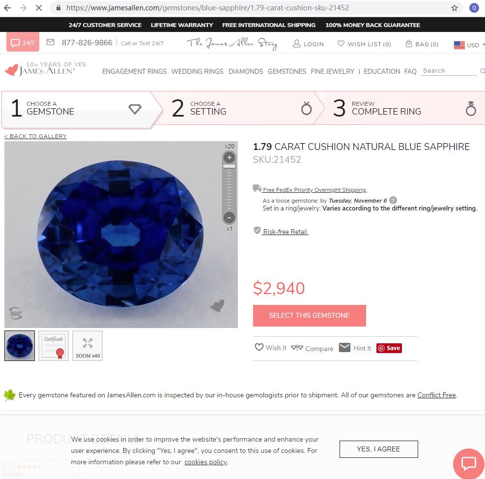 JamesAllen.com Sapphire Price